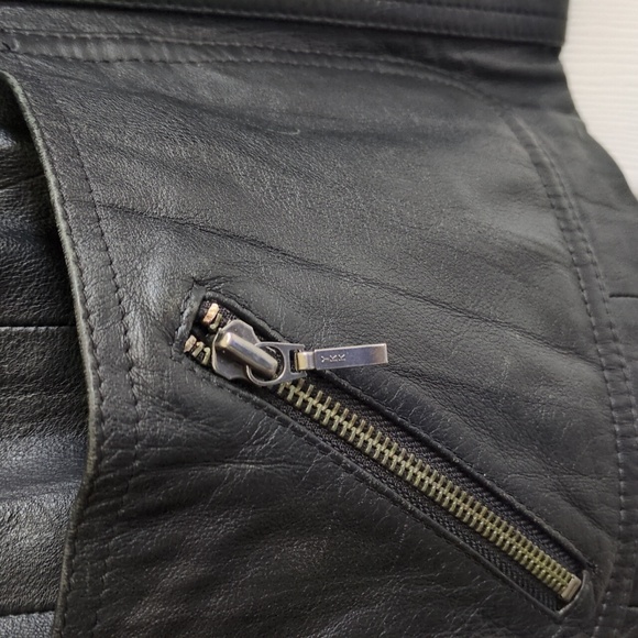 Chico Bomber Leather Jacket size 3 Blk - Picture 5 of 6
